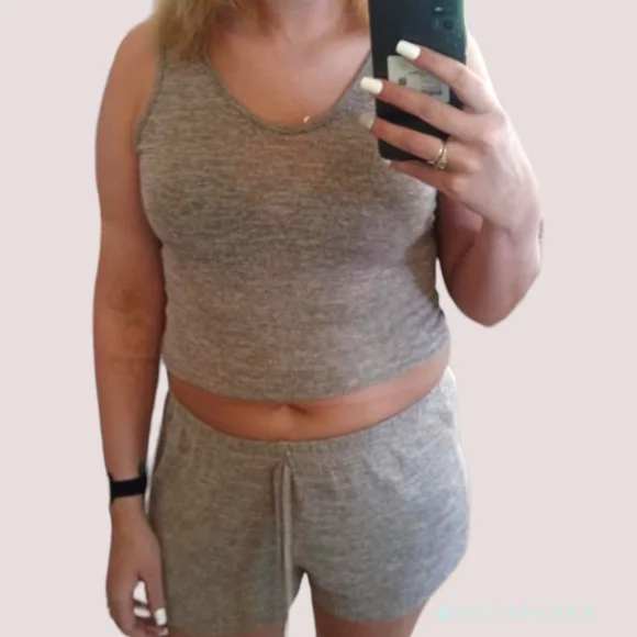 Lounge Set with Soft Sleeveless Tank Top & Shorts - Fuchsia - Picture 7 of 9